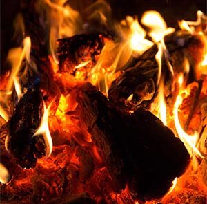 A domestic fireplace